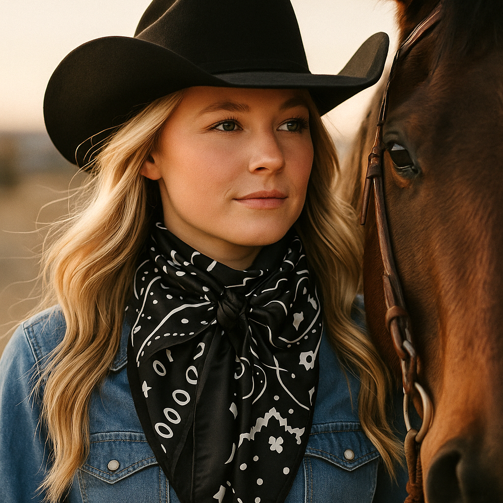 35X35"  Black & White Paisley Wild Rag/Scarf WR3411