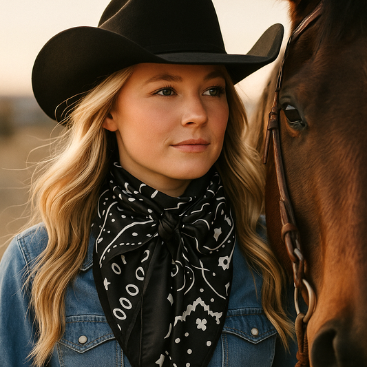 35X35"  Black & White Paisley Wild Rag/Scarf WR3411