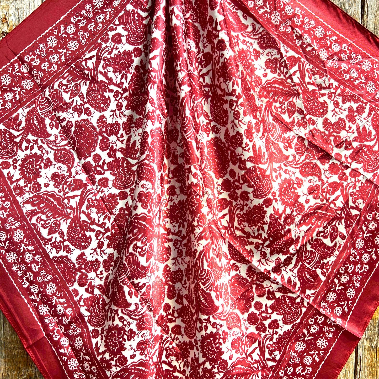 35x35"  Red & Cream Paisley Wild Rag/Scarf WR143