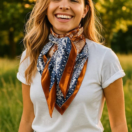 35X35"  Rust & Navy Paisley Wild Rag/Scarf WR3299