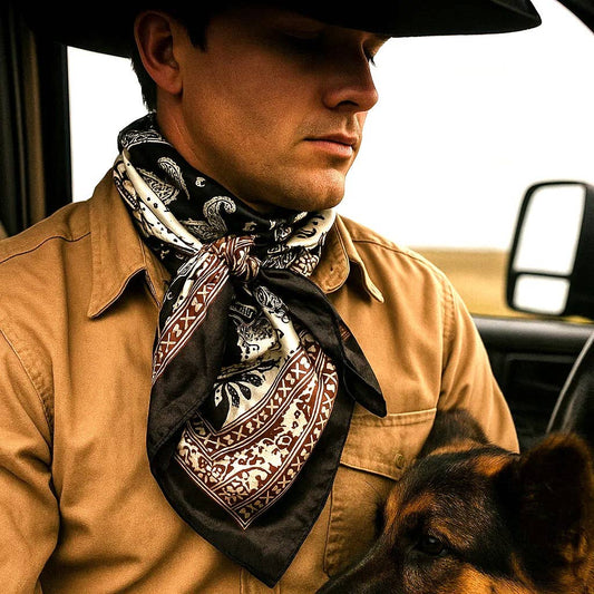 35X35" Two Tone Black Paisley Wild Rag / Scarf WR2559