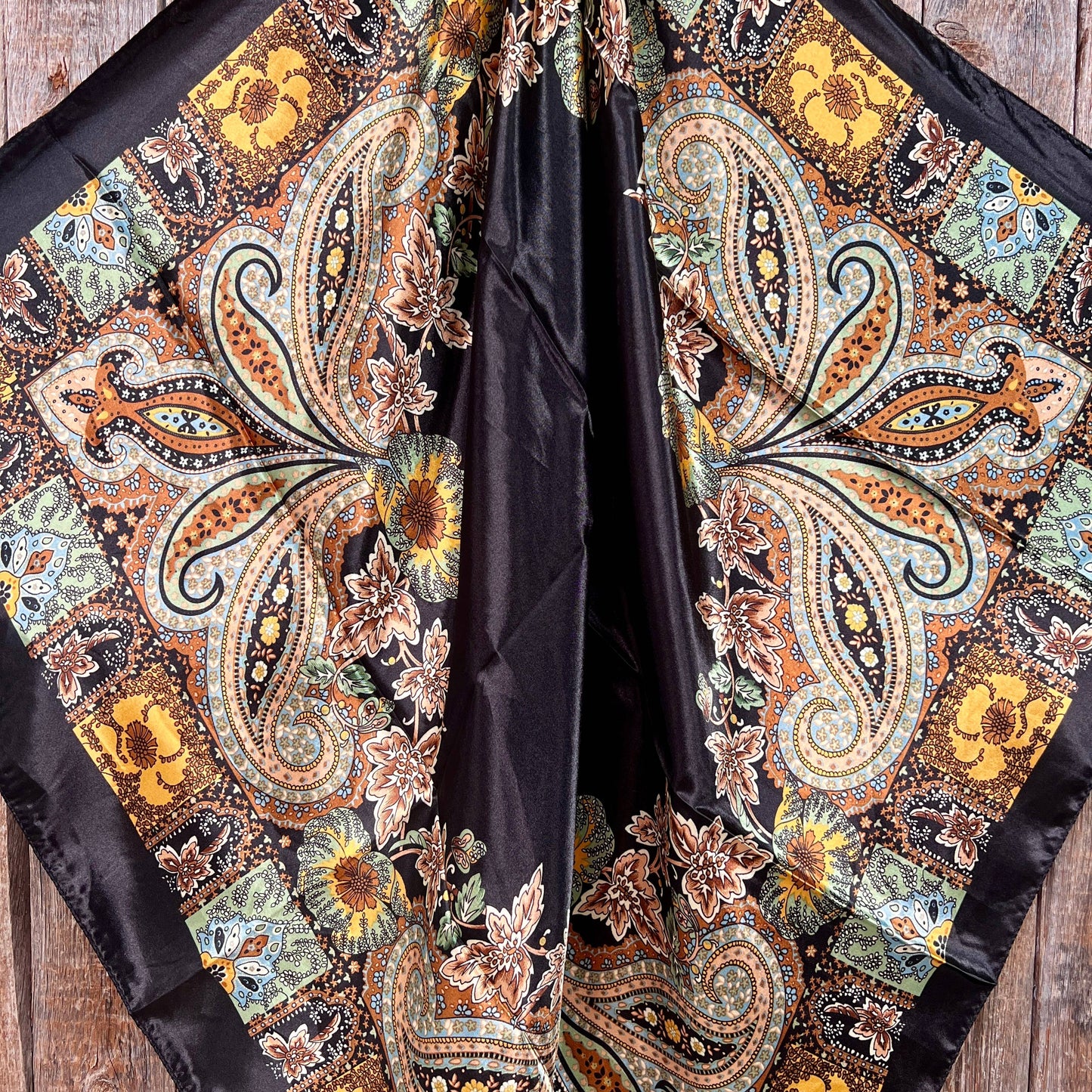 35X35" Golden Rod Paisley Wild Rag/Scarf WR3