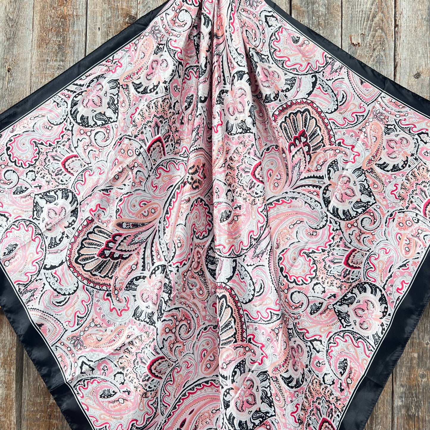 35X35"  Pink & Black Paisley Wild Rag/Scarf WR3415