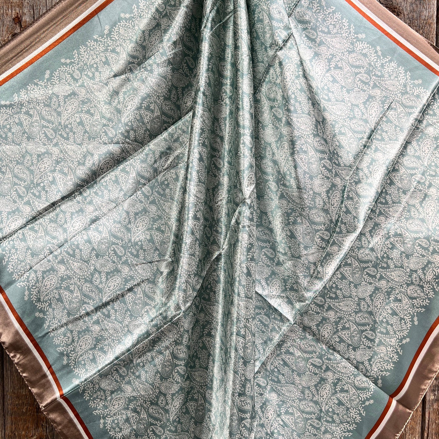 35X35"  Seafoam & Cream Paisley Wild Rag/Scarf WR3410